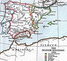 Colored map of the Iberian Peninsula and Western North Africa