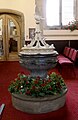Oval marble font made before 1686, St Robert's Church, Pannal, North Yorkshire