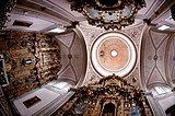 Altarpiece and lateral reredos in the Church of Santa Rosa de Lima in Morelia, Mexico, built in the late 18th century.[4]