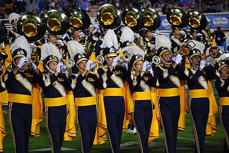 The Solid Gold Sound performs on the field at the Rose Bowl.