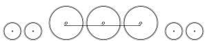 Diagram of two small leading wheels, three large driving wheels joined together with a coupling rod, and two small trailing wheels