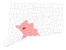 Beacon Falls' location within New Haven County and Connecticut