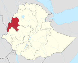 Map of Ethiopia showing the Benishangul-Gumuz Region