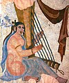 Persische Spielerin der Winkelharfe Tschang. Sassanidisches Mosaik aus Bishapur um 260 n.Chr. Louvre
