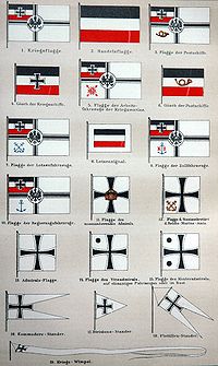 Flags used by the German Kaiserliche Marine (Imperial Navy), 1892.