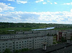 View of Dorogobuzh. The Dnieper River can be seen in the background.