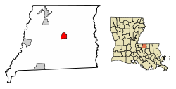 Location of Clinton in East Feliciana Parish, Louisiana.