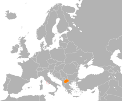 Map indicating locations of Holy See and North Macedonia