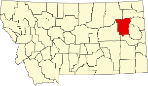 Map of Montana highlighting McCone County