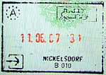 Entry stamp for rail travel, issued at Nickelsdorf at Austro-Hungarian border before Hungary joined the Schengen Area