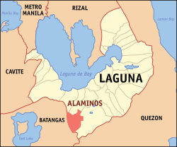 Map of Laguna with Alaminos highlighted
