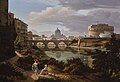 View of the river Tiber looking south with the Castel Sant'Angelo and Saint Peter's Basilica beyond, Rudolf Wiegmann 1834