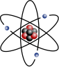 A stylized depiction of a Lithium atom.