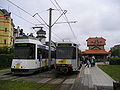 A couple of trams in De Haan station