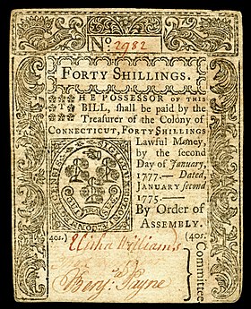 Connecticut 40 shilling note