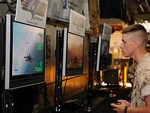 A Marine playing a video game