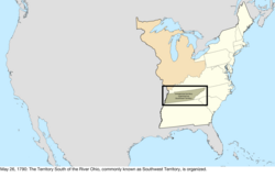 Map of the change to the United States in central North America on May 26, 1790