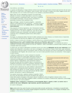 Screenshot der italienischen Wikipedia während des 4. Oktobers 2011, einem der Protesttage