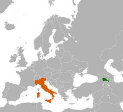 Map indicating locations of Armenia and Italy
