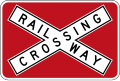 (R6-25) Railway Crossing (with red backing board)