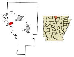 Location of Gassville in Baxter County, Arkansas.