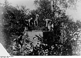 Manöverübung, Oktober 1918: Nochmals „Gretchens“ Heckansicht. Die Besatzung tarnt gegen Fliegersicht
