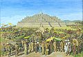 A painting by G.B. Hooijer (c. 1916–1919) reconstructing the scene of Borobudur during its heyday