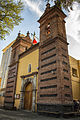 Baroque brick Parish of San Sebastián Mártir, Xoco in Mexico City, was completed in 1663[53]