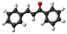 Ball-and-stick model of the chalcone molecule
