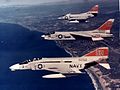 F-4A F-8C and A-4B of VC-7 in flight c1968