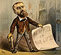 1881 cartoon of presidential assassin Charles Guiteau holding his Bulldog revolver