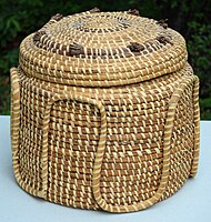 Sweetgrass basket made by the Gullah culture of coastal Georgia or South Carolina, USA