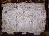The Hedda Stone. An 8th-century Anglo-Saxon carving from the original church.