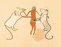 Nekhen tomb image: figure with lions