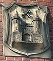 City coat of arms with wrongly turned keybeards on the water tower of Ladenburg