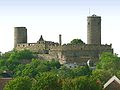 A large castle with 2 bergfrieds: the Hessian castle of Münzenberg, Central Germany