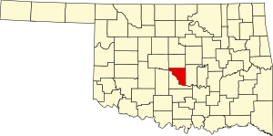 Map of Oklahoma highlighting Cleveland County