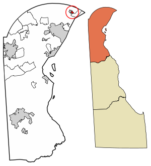 Location of Ardentown in New Castle County, Delaware.
