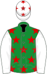 Green, red stars, white sleeves and cap with red stars