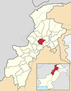 Karte von Pakistan, Position von Distrikt Mardan hervorgehoben