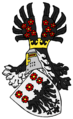 Kopfloser Adler im Wappen der Familie Hoven genannt Pampus