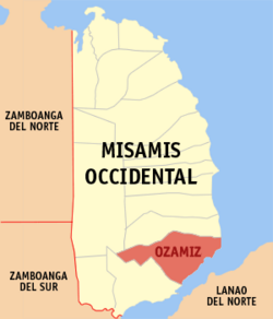Map of Misamis Occidental with Ozamiz highlighted
