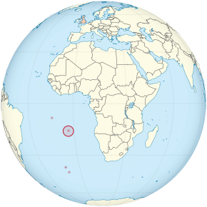 Location of Saint Helena in the southern Atlantic Ocean