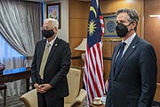 Secretary Blinken with Malaysian Prime Minister Ismail Sabri bin Yaakob in Kuala Lumpur, Malaysia, December 2021