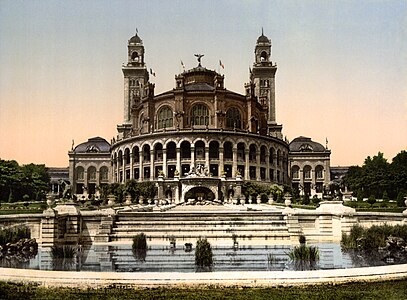 The Trocadero Palace, built in a neo-Moorish or neo-Byzantine style for the Universal Exposition of 1878, was also used in the Expositions of 1889 and 1900.