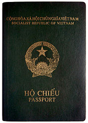 Vietnamese passport with green cover issued before 2022.