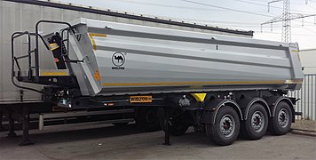 Modern konic formed steel tipper semi-trailer for bitumen.