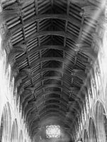 A false hammerbeam roof, Angel's roof, St Mary's Church, Bury St Edmunds, Suffolk