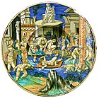 The Tiber in Flood, Francesco Xanto Avelli, Maiolica dish, 1531