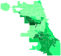 Support for Wilson by ward:   >30%   25–30%   20–25%   15–20%   10–15%   5–10%   0–5%
